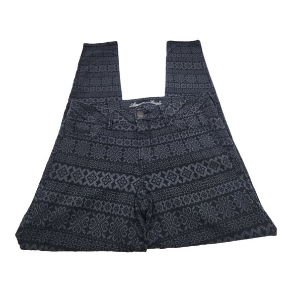 AMERICAN EAGLE Super Stretch Jegging Womens Sz 12 Fair Isle Print Blue Gray - Picture 11 of 12